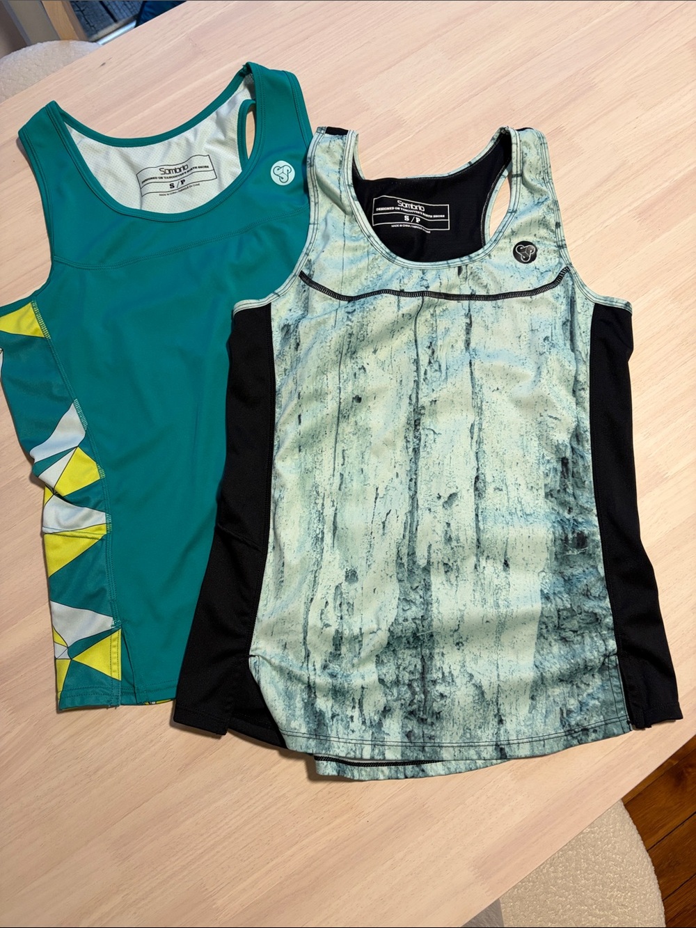 Two! Green SOMBRIO Rise N’ Climb Mtb Cycling Jersey Tank Tops Sz Small EUC!